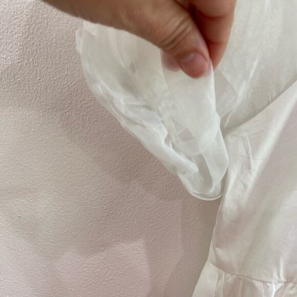 Pomander Place Tinsley White Puff Sheer Sleeve Top Size XS - Picture 6 of 12